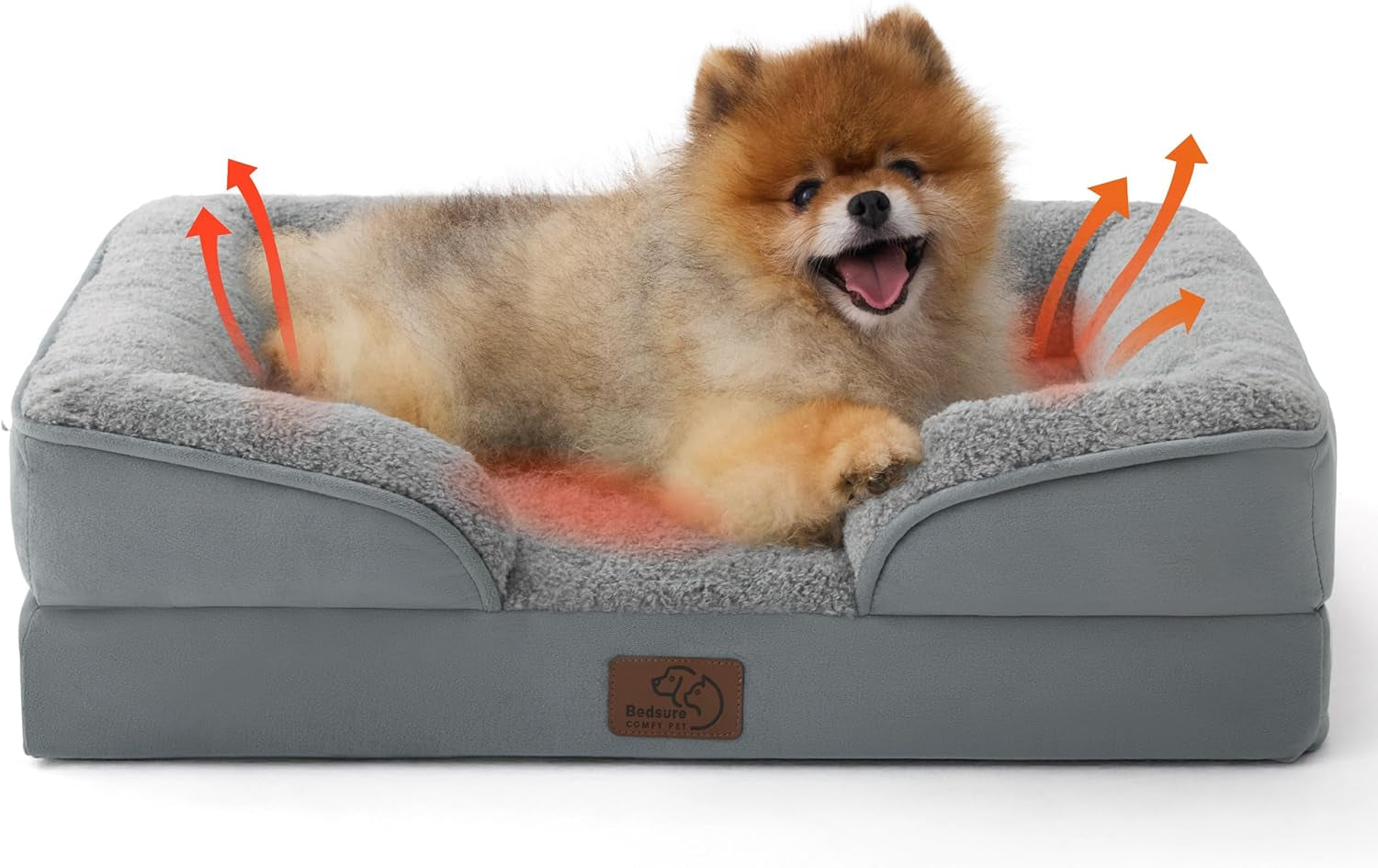 Orthopedic Dog Beds Large Sized Dog - Washable Large Dog Cat Bed Waterproof, Comfort Dogs Couch Sofa with Washable Removable Cover, Pet Bed with Nonskid Bottom, Grey, 35"