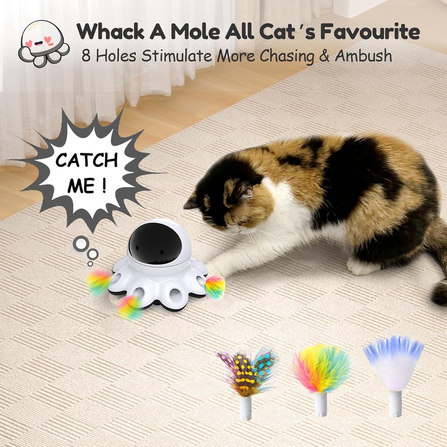 Exciting 2-in-1 Interactive Cat Laser Toy - Automatic Feather Game for Endless Indoor Fun with USB Rechargeable Smart Sensor