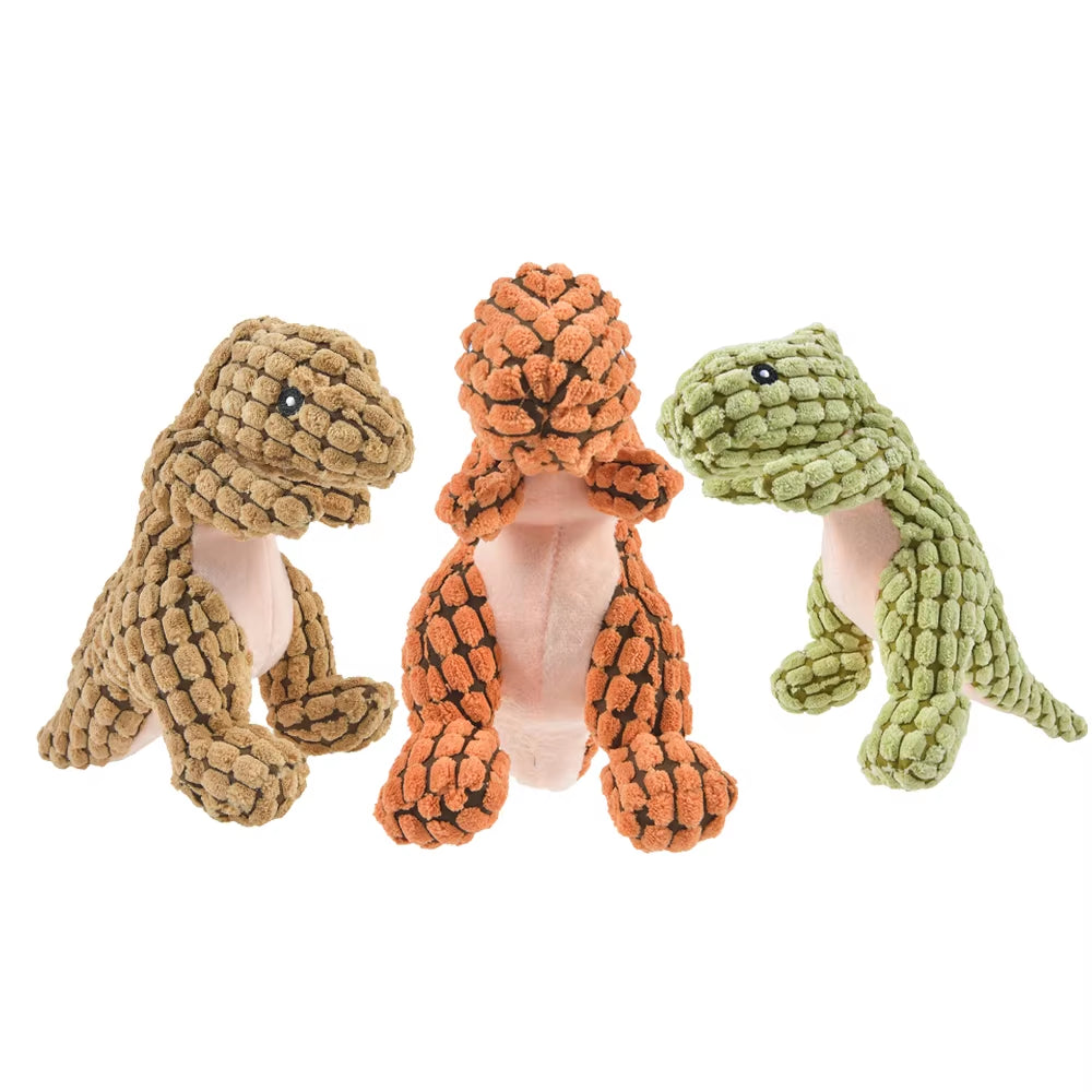 Interactive Plush Dinosaur Squeaky Chew Toy for Small Dogs - Fun Molar Toy for Playtime