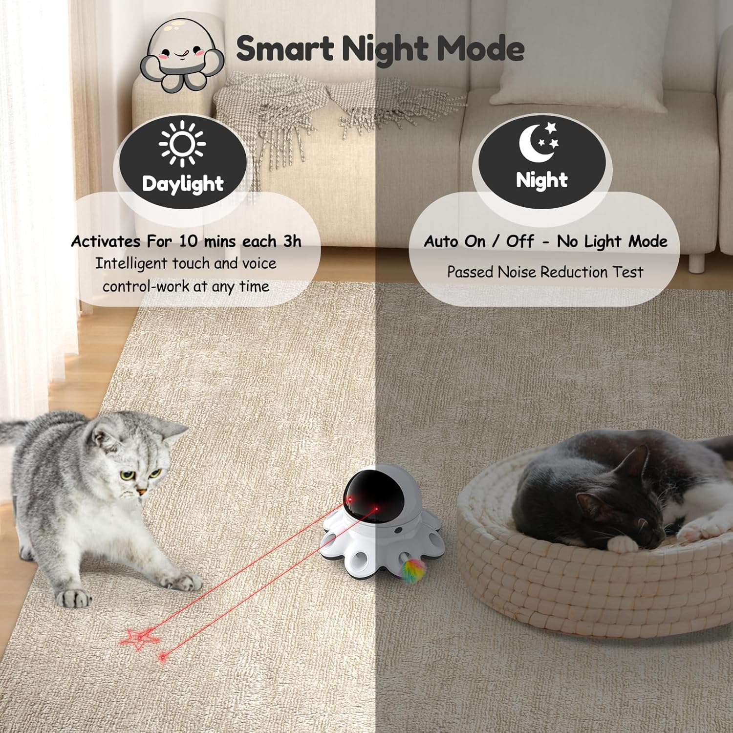 Exciting 2-in-1 Interactive Cat Laser Toy - Automatic Feather Game for Endless Indoor Fun with USB Rechargeable Smart Sensor
