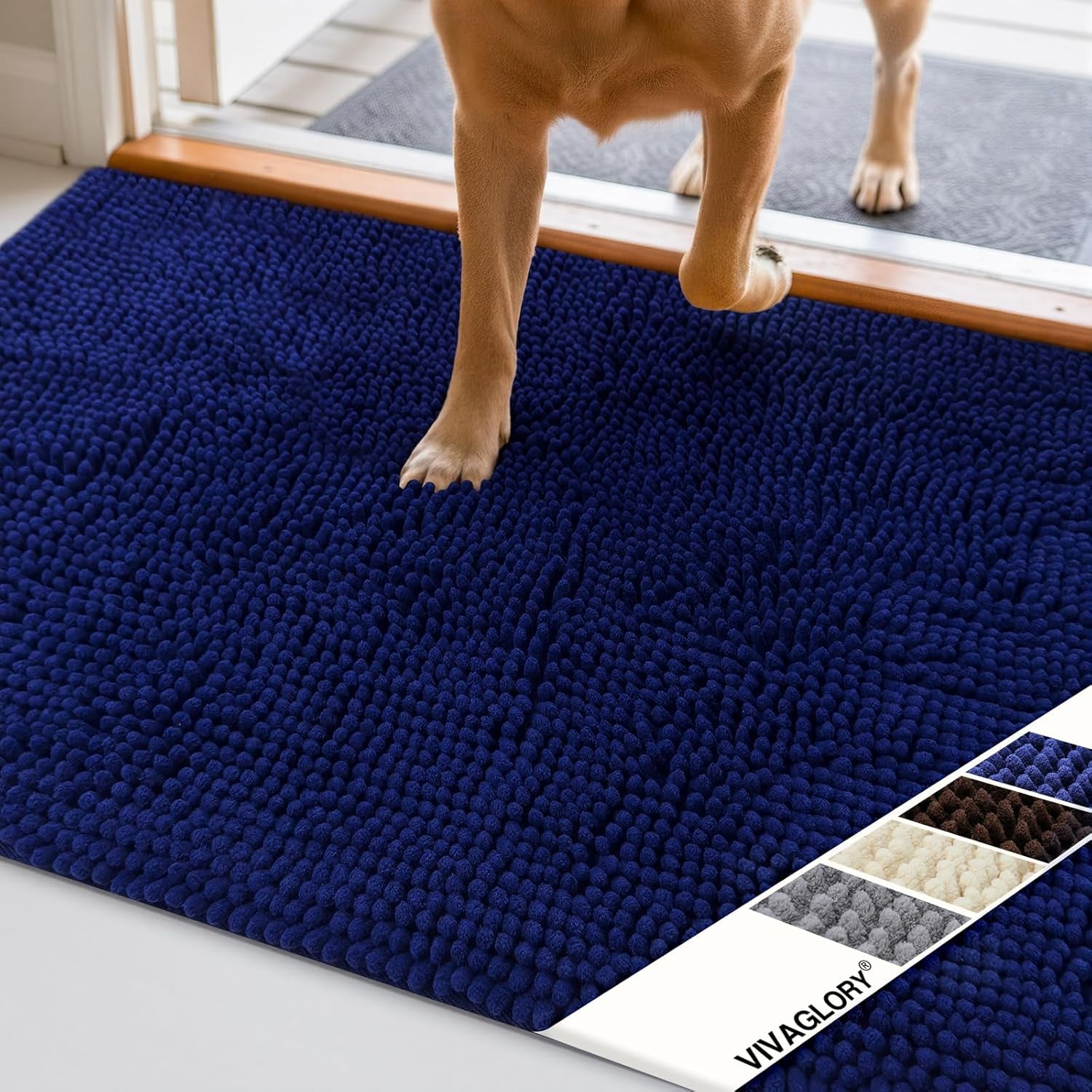Absorpmax Dog Door Mat - Waterproof & Washable Muddy Paw Rug for Indoor Entryway, 31" x 20", Beige