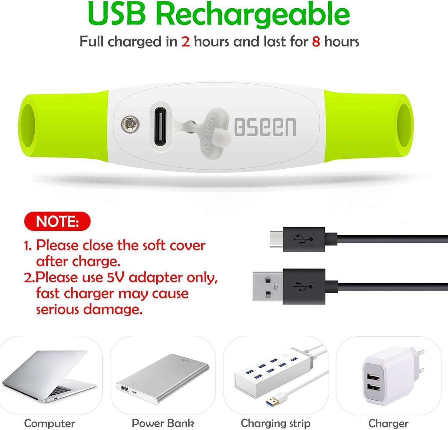 USB Rechargeable LED Dog Collar - Night Safety Light for Small, Medium & Large Dogs (Green)