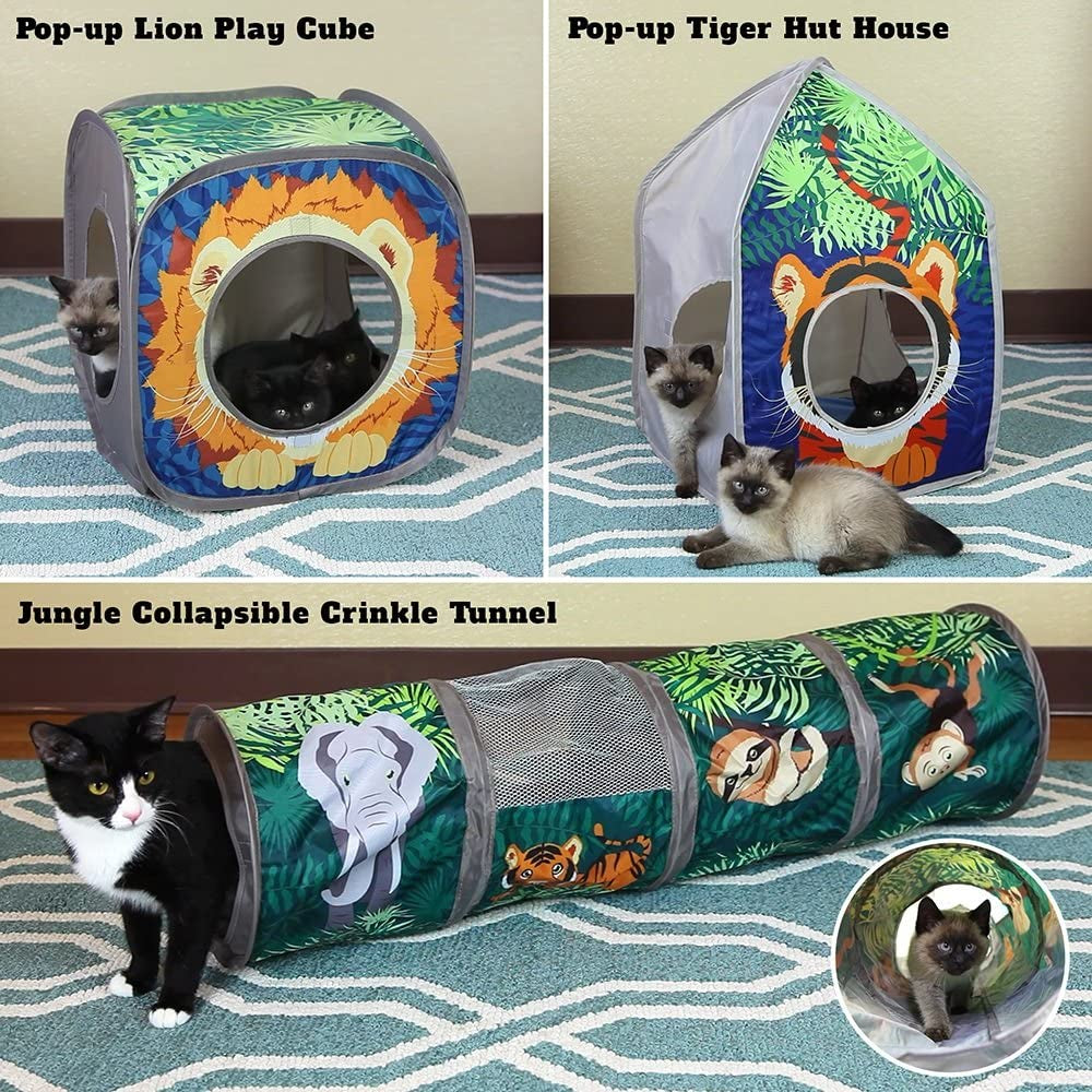Safari Jungle Collapsible Cat Toy Combo - Ultimate Fun for Your Feline!