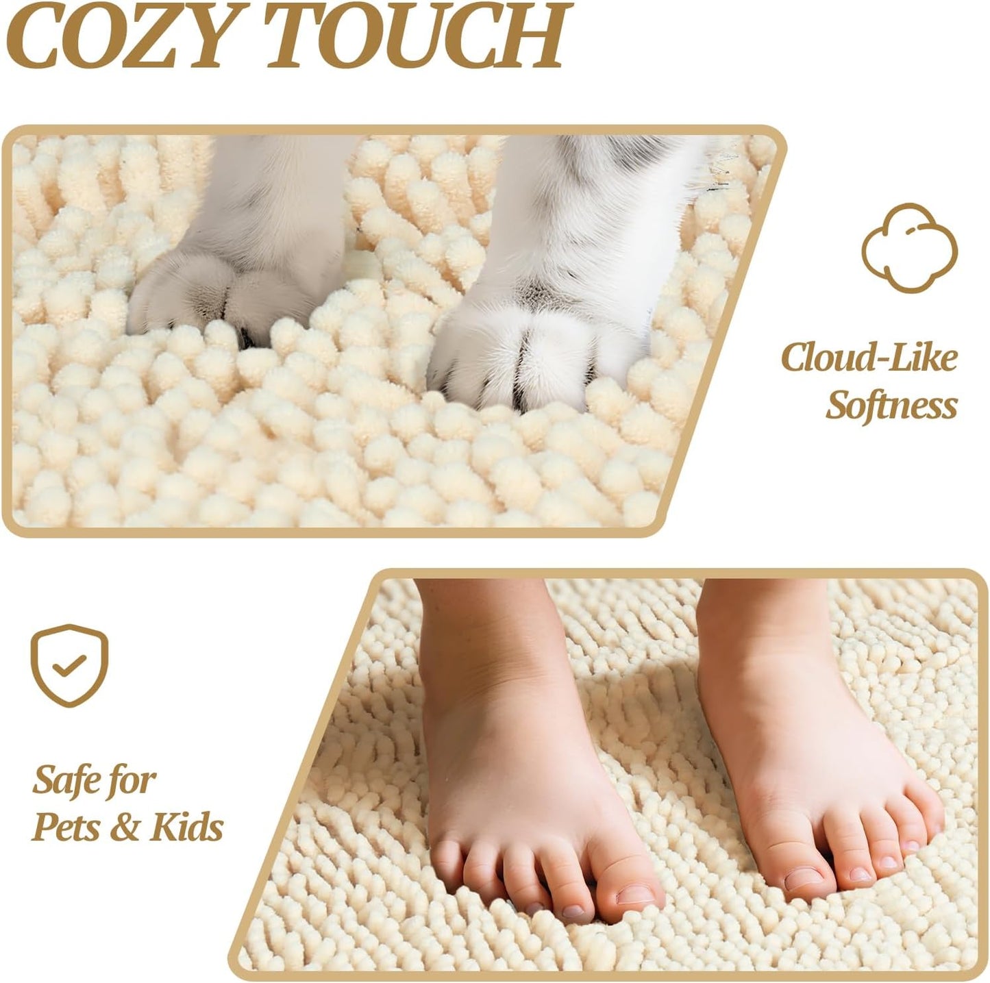 Absorpmax Dog Door Mat - Waterproof & Washable Muddy Paw Rug for Indoor Entryway, 31" x 20", Beige