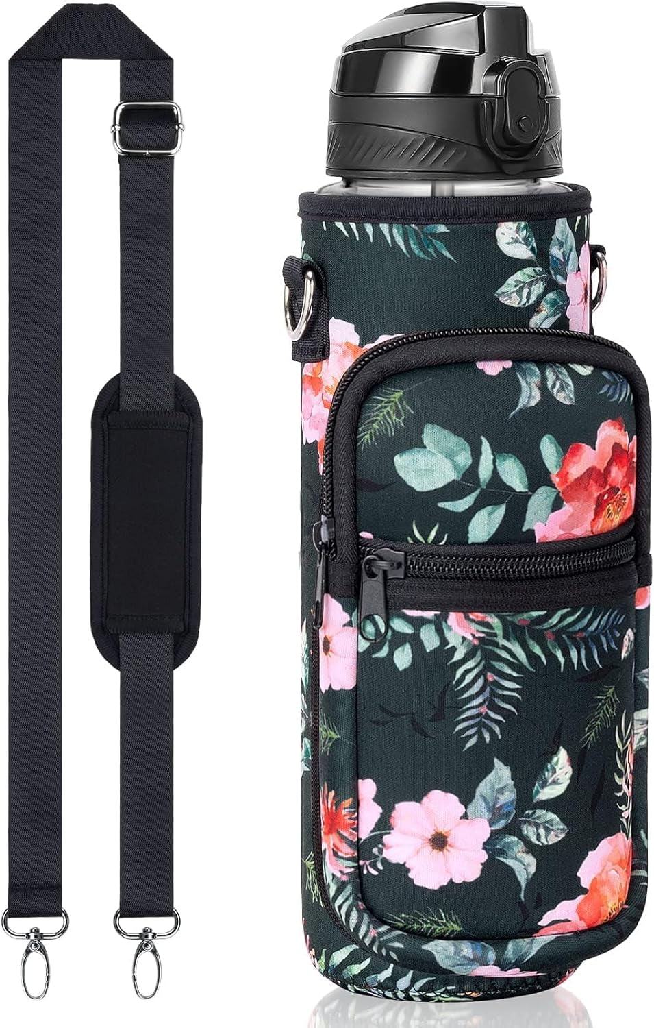 32 Oz Motivational Water Bottle with Sleeve - BPA Free, Leakproof, Insulated Neoprene Carrier - Perfect Xmas Gift for Active Men & Women!