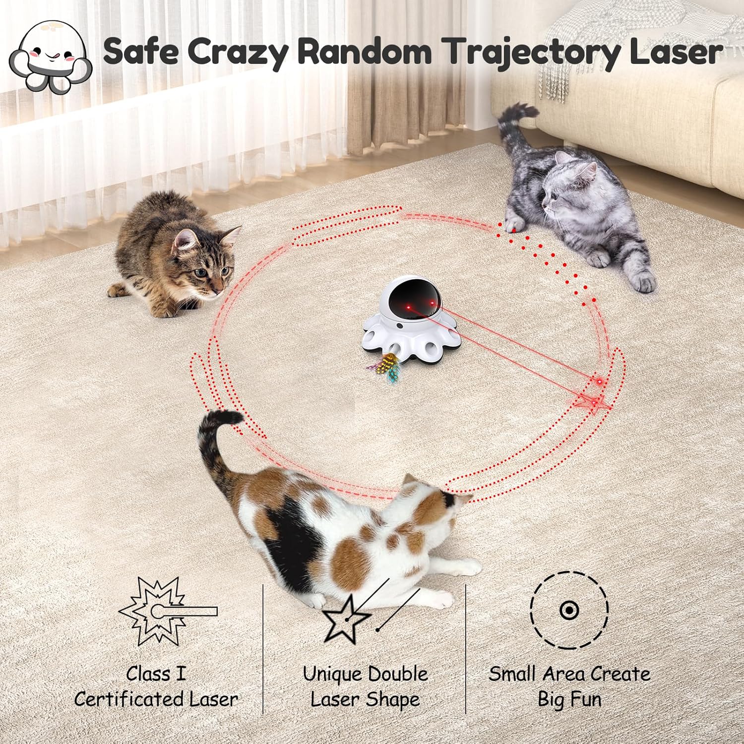 Exciting 2-in-1 Interactive Cat Laser Toy - Automatic Feather Game for Endless Indoor Fun with USB Rechargeable Smart Sensor