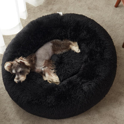 Ultimate Cozy Calming Donut Bed for Dogs & Cats - Luxurious Fluffy Faux Fur for Unmatched Comfort