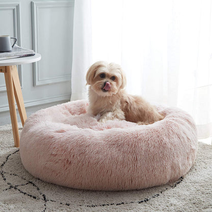Ultimate Cozy Calming Donut Bed for Dogs & Cats - Luxurious Fluffy Faux Fur for Unmatched Comfort