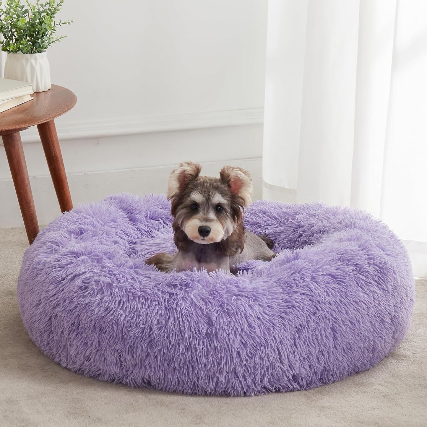 Ultimate Cozy Calming Donut Bed for Dogs & Cats - Luxurious Fluffy Faux Fur for Unmatched Comfort