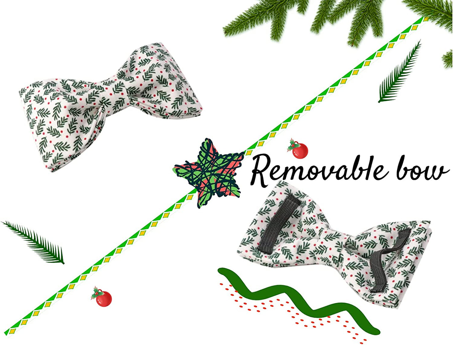 Chic Holiday Bowtie Dog Collar - Adjustable, Comfortable Pet Accessory for Small to Large Dogs