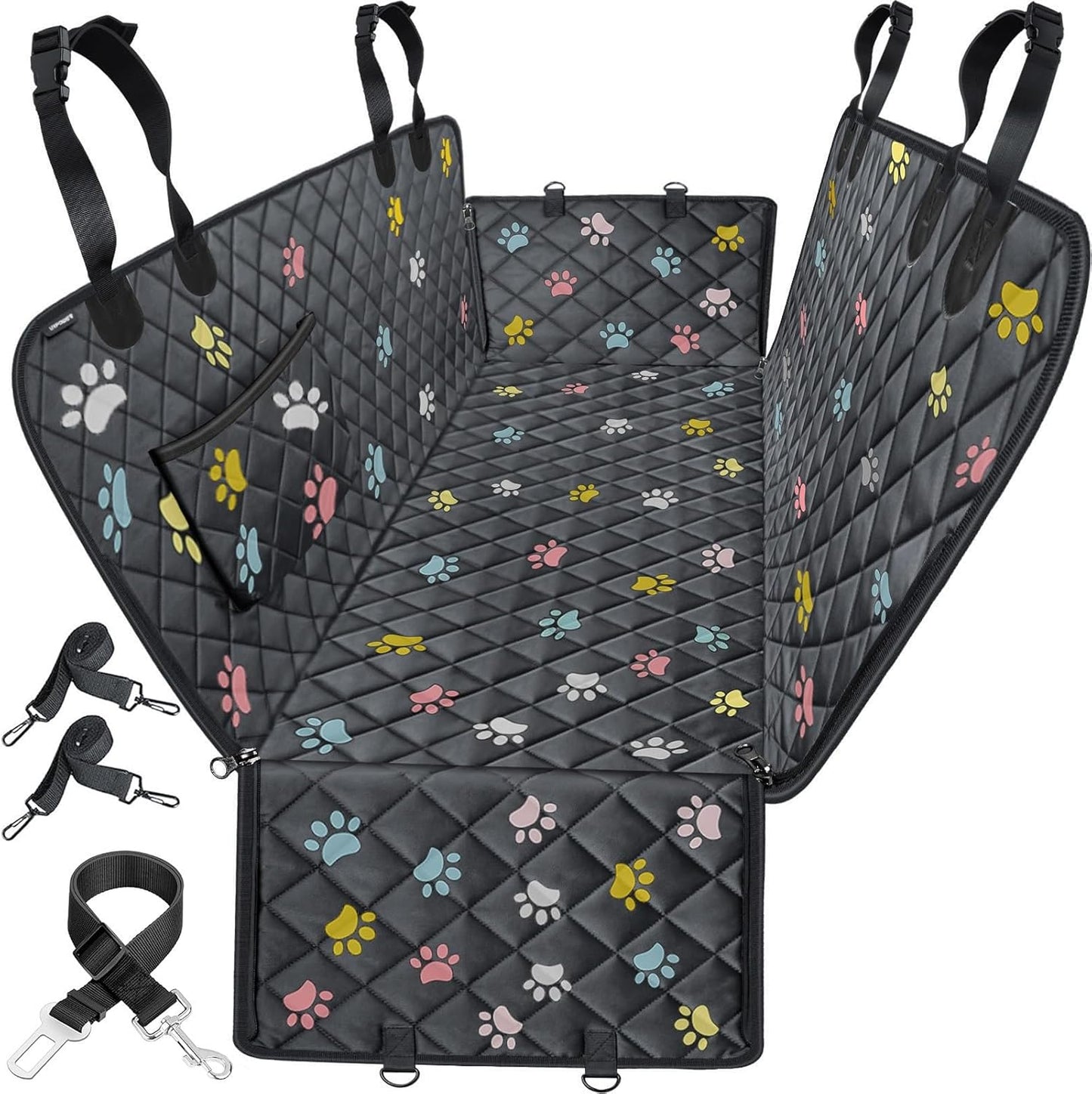 100% Waterproof Dog Car Seat Cover - Heavy Duty Scratch Proof Hammock for Cars, Trucks & SUVs - Durable Non-Slip Protection for Pets