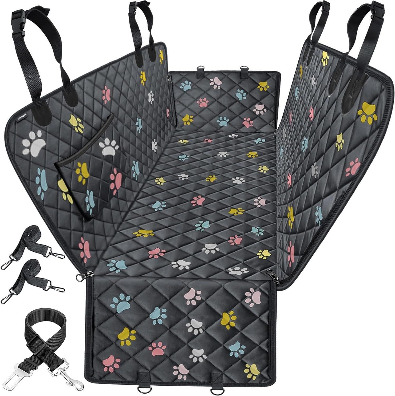 100% Waterproof Dog Car Seat Cover - Heavy Duty Scratch Proof Hammock for Cars, Trucks & SUVs - Durable Non-Slip Protection for Pets