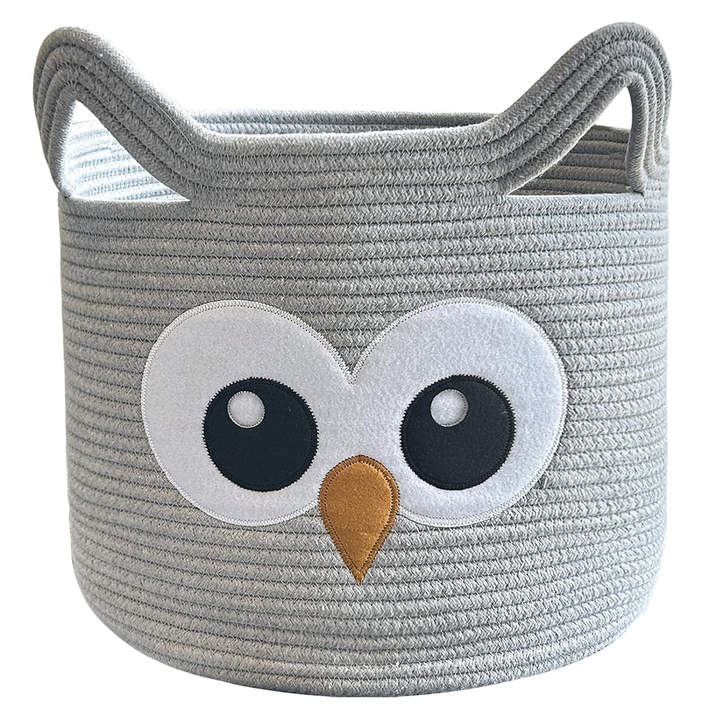 Charming Cat Design Large Woven Cotton Rope Storage Baskets - Perfect for Laundry, Toys, and Gifts!