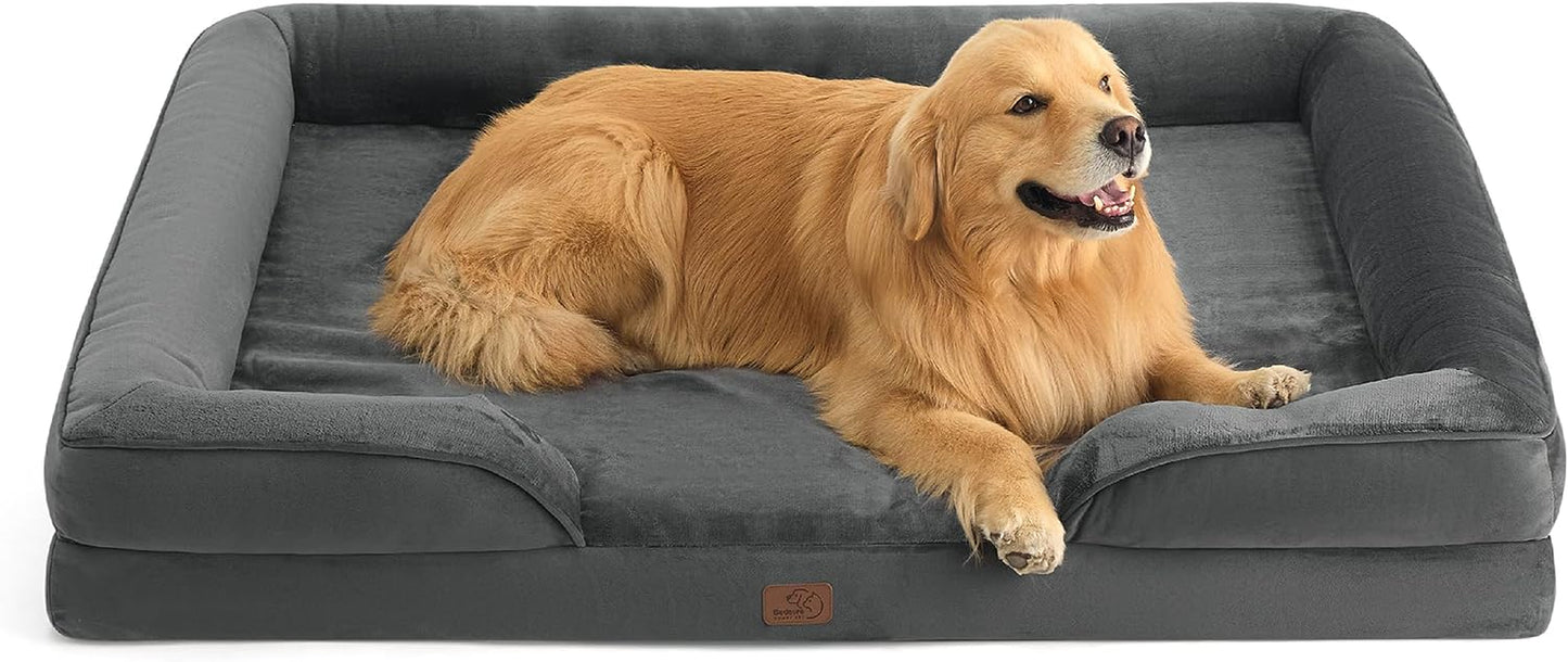 Orthopedic Dog Beds Large Sized Dog - Washable Large Dog Cat Bed Waterproof, Comfort Dogs Couch Sofa with Washable Removable Cover, Pet Bed with Nonskid Bottom, Grey, 35"