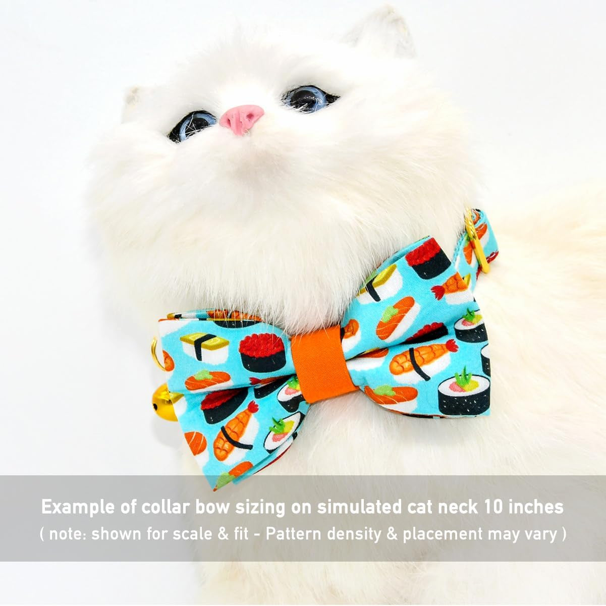 Charming Sushi Cat Collar Bow Set - Breakaway Safety Collar & Bowtie for Kittens - Perfect for Weddings & Birthdays!