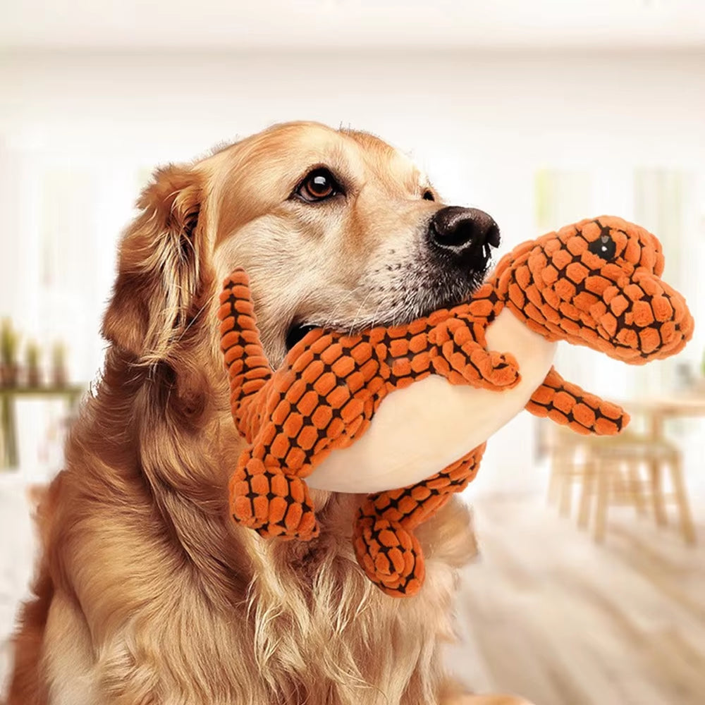Interactive Plush Dinosaur Squeaky Chew Toy for Small Dogs - Fun Molar Toy for Playtime