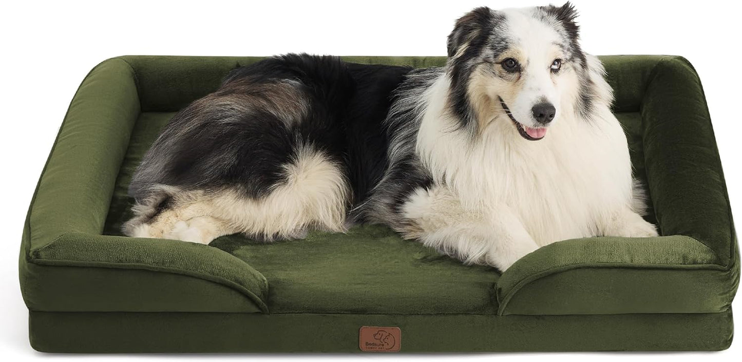 Orthopedic Dog Beds Large Sized Dog - Washable Large Dog Cat Bed Waterproof, Comfort Dogs Couch Sofa with Washable Removable Cover, Pet Bed with Nonskid Bottom, Grey, 35"