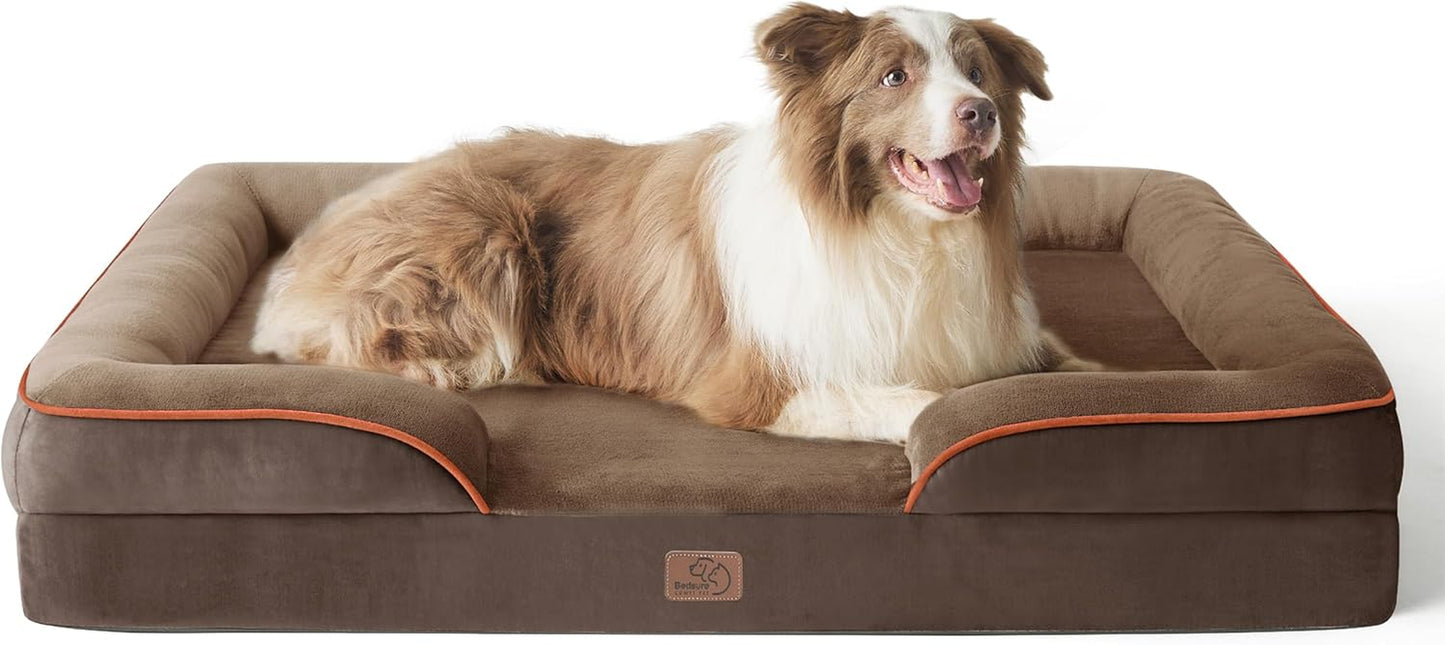 Orthopedic Dog Beds Large Sized Dog - Washable Large Dog Cat Bed Waterproof, Comfort Dogs Couch Sofa with Washable Removable Cover, Pet Bed with Nonskid Bottom, Grey, 35"
