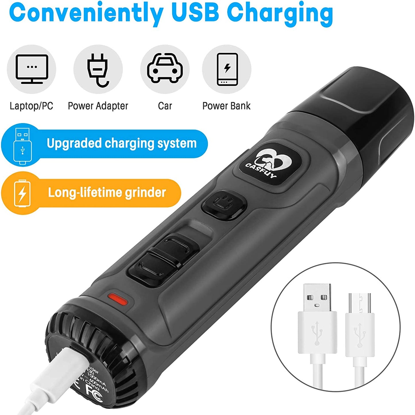 Ultimate 2-Speed Electric Dog Nail Grinder with LED Light - The Quiet, Painless Solution for Grooming All Dog Breeds in Stylish Grey