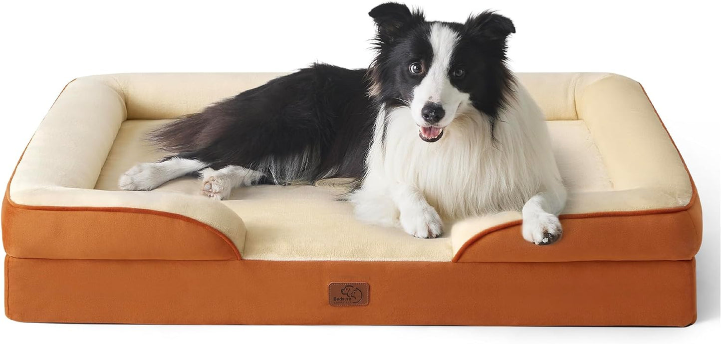 Orthopedic Dog Beds Large Sized Dog - Washable Large Dog Cat Bed Waterproof, Comfort Dogs Couch Sofa with Washable Removable Cover, Pet Bed with Nonskid Bottom, Grey, 35"