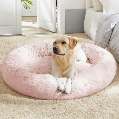 Ultimate Cozy Calming Donut Bed for Dogs & Cats - Luxurious Fluffy Faux Fur for Unmatched Comfort