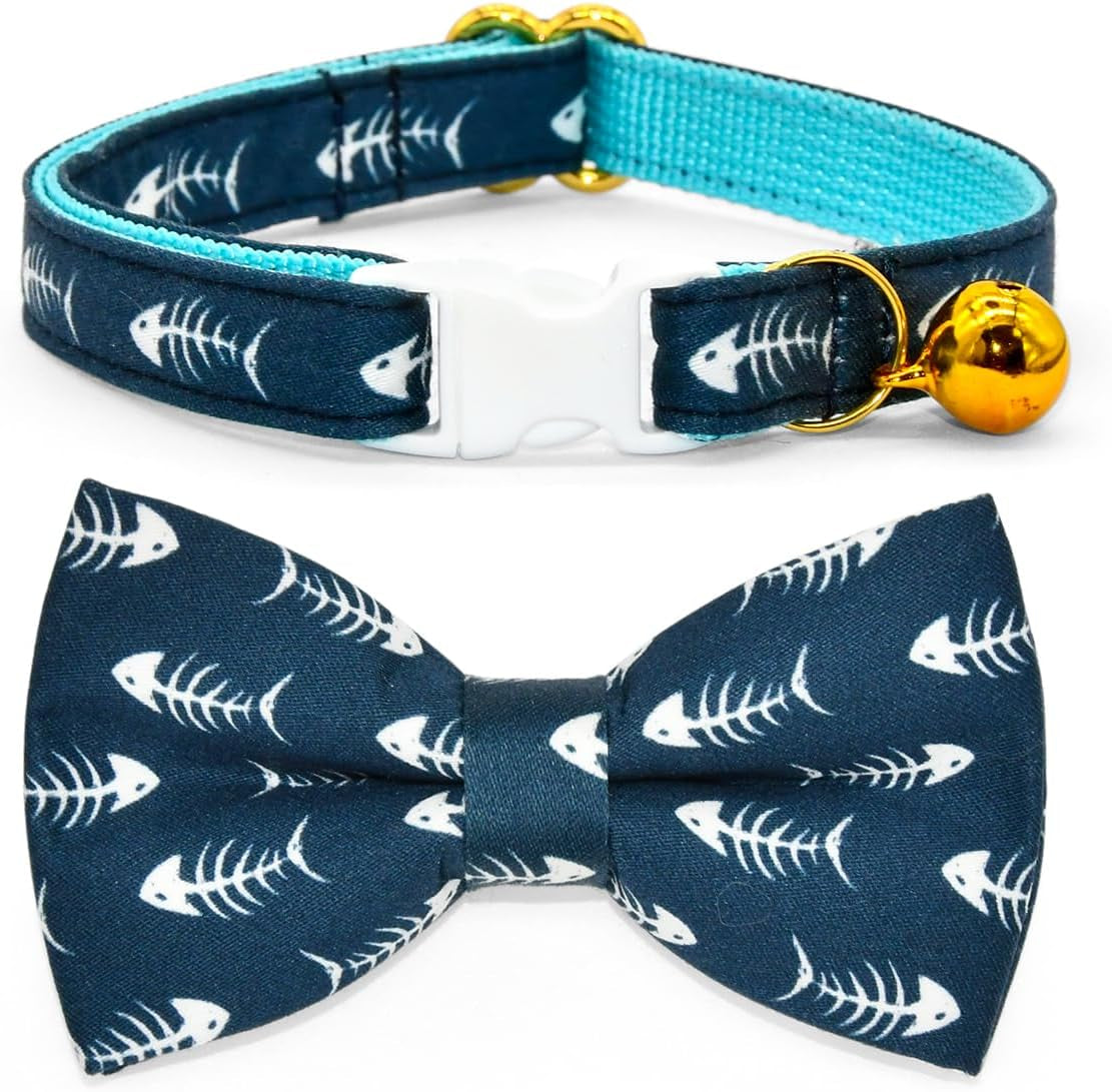 Charming Sushi Cat Collar Bow Set - Breakaway Safety Collar & Bowtie for Kittens - Perfect for Weddings & Birthdays!