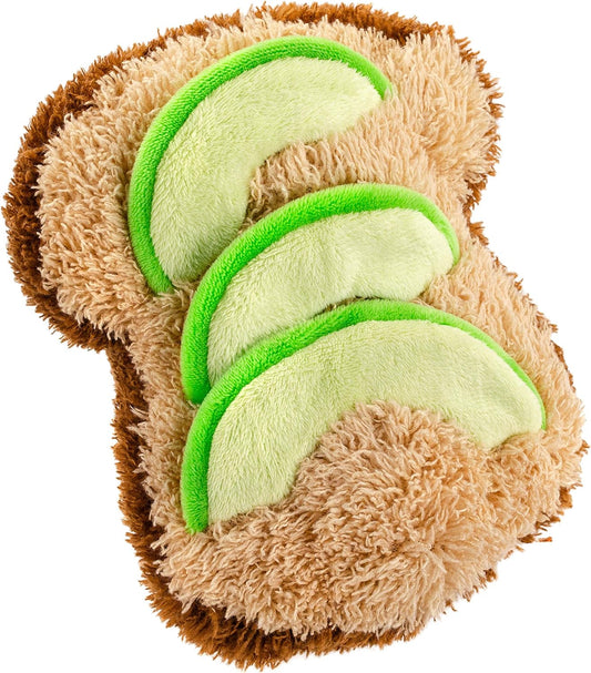 Adorable 7-Inch Plush Avocado Toast Pet Toy with Squeaker and Crinkle - Perfect Gift for Your Furry Friend!