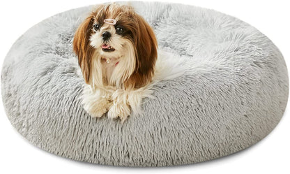 Ultimate Cozy Calming Donut Bed for Dogs & Cats - Luxurious Fluffy Faux Fur for Unmatched Comfort
