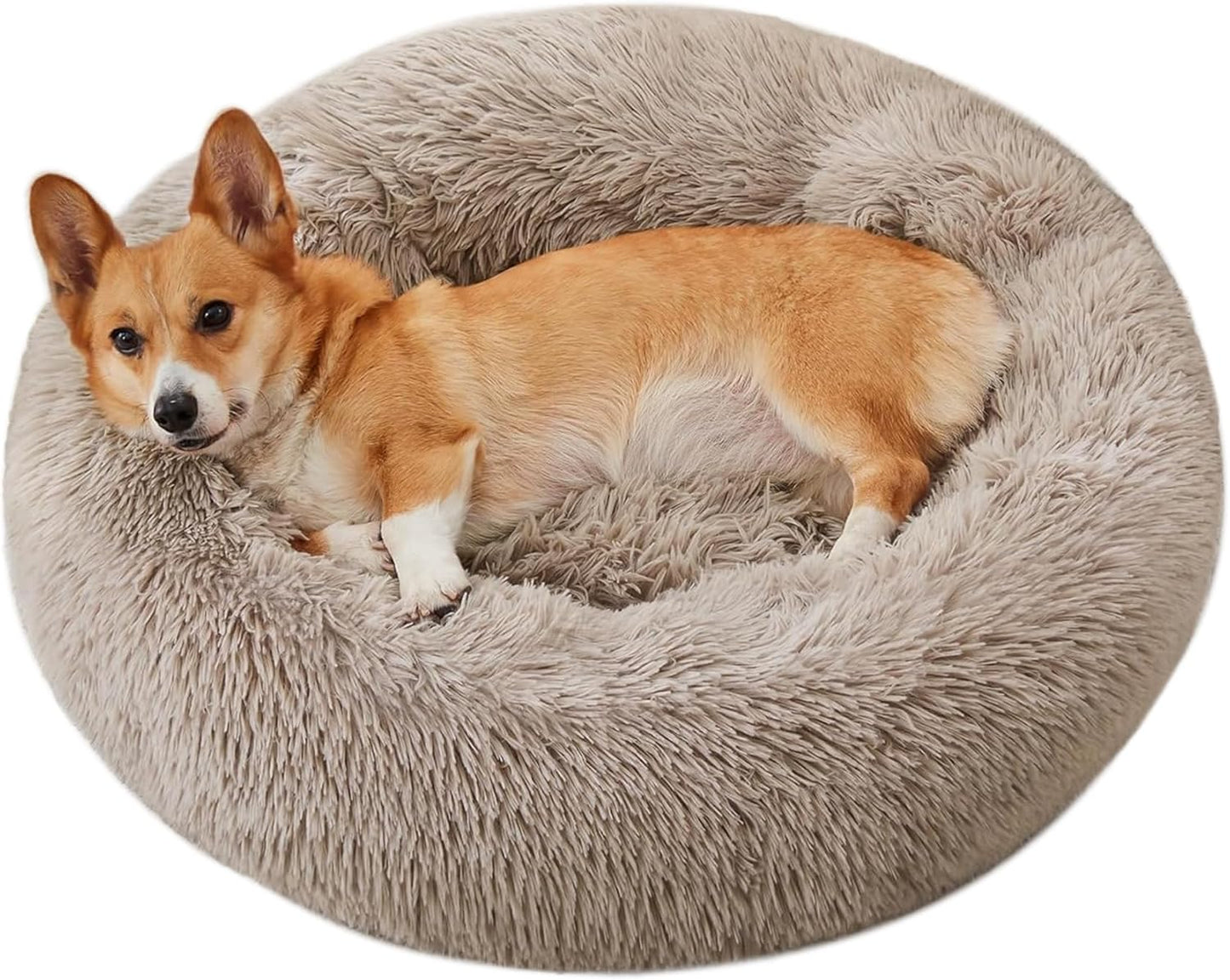 Ultimate Cozy Calming Donut Bed for Dogs & Cats - Luxurious Fluffy Faux Fur for Unmatched Comfort