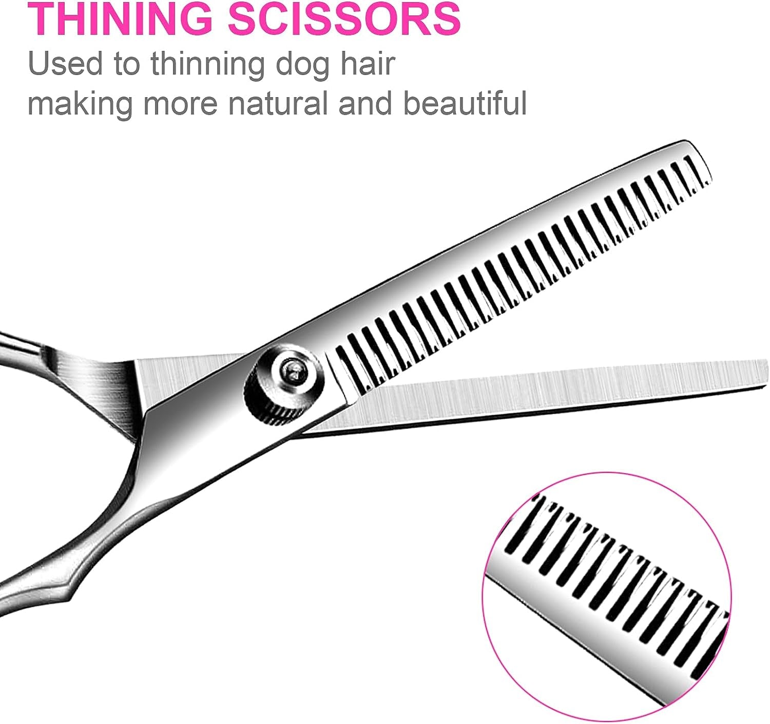 6 In1 Professional Dog Grooming Scissors Kit, Dog Shears for Grooming with Safety round Tips, Titanium Coated Grooming Scissors for Dogs Cat Pet at Home