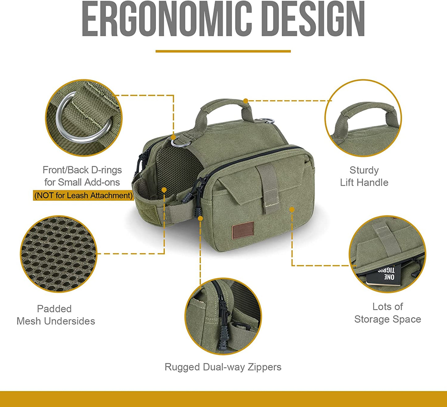 Ultimate Large Dog Hiking Backpack - Durable Saddle Bag for Adventurous Medium & Large Dogs - Ideal for Camping & Travel (Ranger Green)