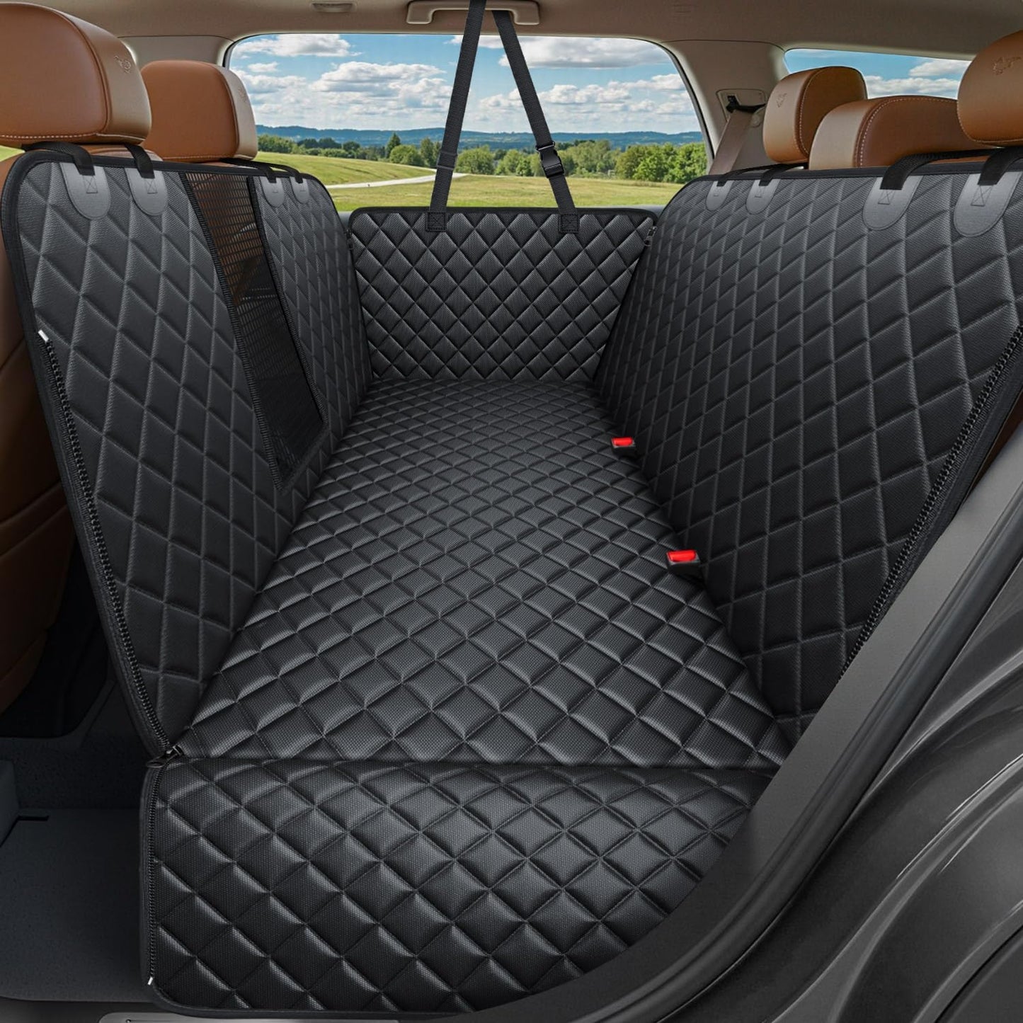 100% Waterproof Dog Car Seat Cover - Heavy Duty Scratch Proof Hammock for Cars, Trucks & SUVs - Durable Non-Slip Protection for Pets