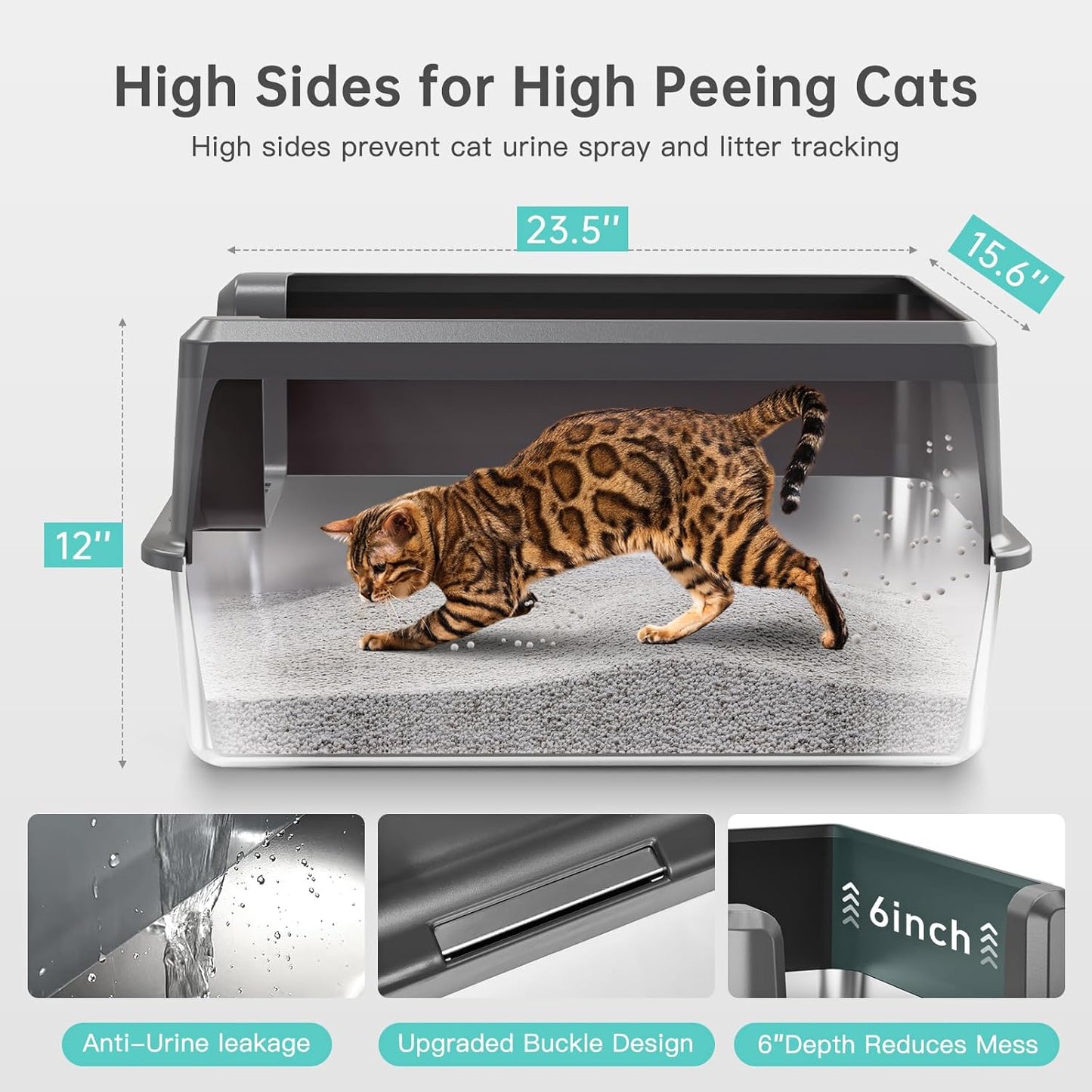 Experience the Ultimate Comfort with Our XL Enclosed Stainless Steel Cat Litter Box - Odor-Free, Anti-Leakage Design for Large Cats - Includes Convenient Scoop