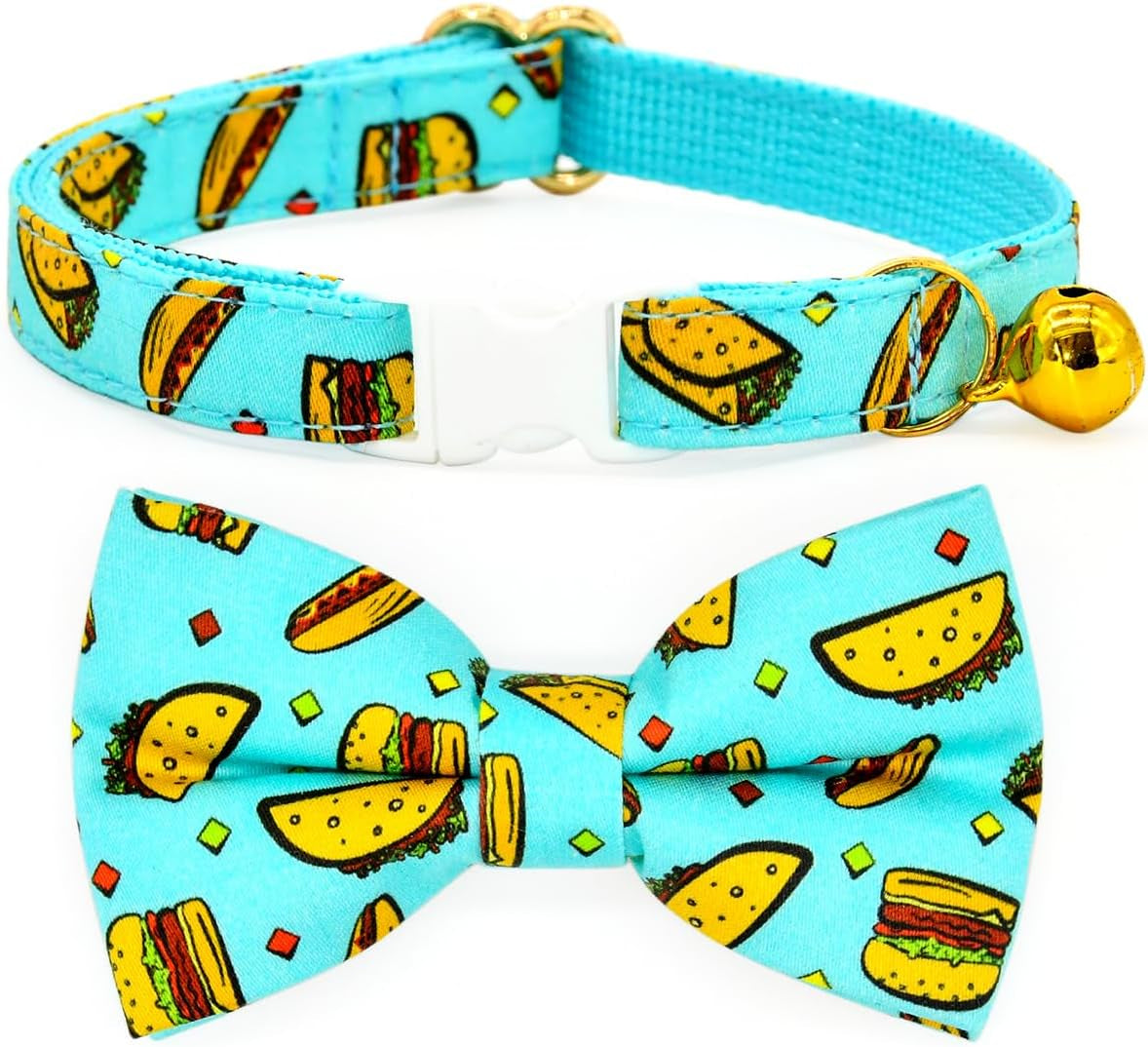 Charming Sushi Cat Collar Bow Set - Breakaway Safety Collar & Bowtie for Kittens - Perfect for Weddings & Birthdays!