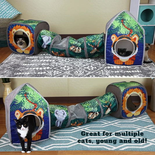 Safari Jungle Collapsible Cat Toy Combo - Ultimate Fun for Your Feline!