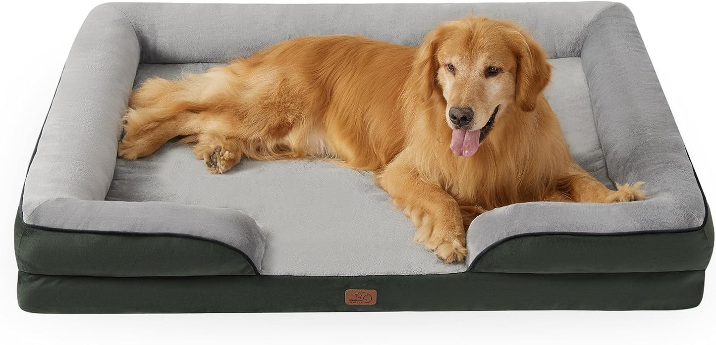 Orthopedic Dog Beds Large Sized Dog - Washable Large Dog Cat Bed Waterproof, Comfort Dogs Couch Sofa with Washable Removable Cover, Pet Bed with Nonskid Bottom, Grey, 35"