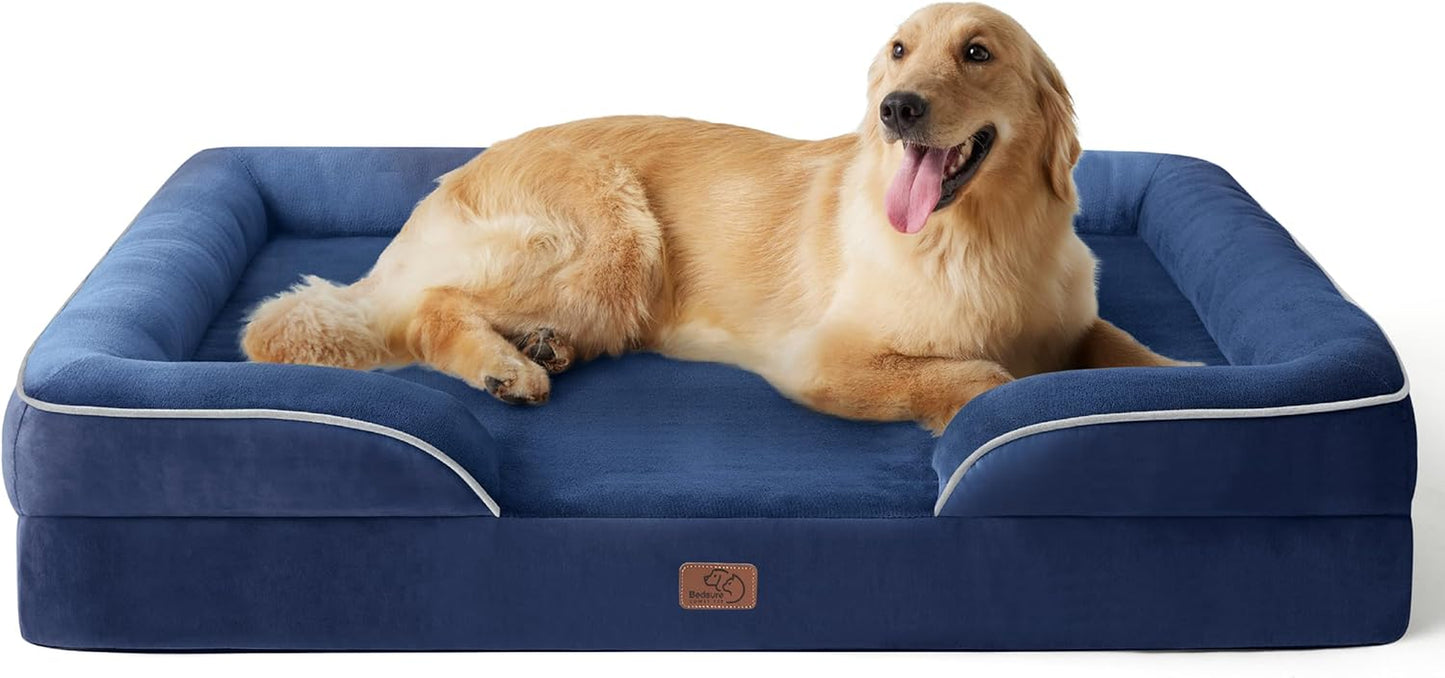 Orthopedic Dog Beds Large Sized Dog - Washable Large Dog Cat Bed Waterproof, Comfort Dogs Couch Sofa with Washable Removable Cover, Pet Bed with Nonskid Bottom, Grey, 35"