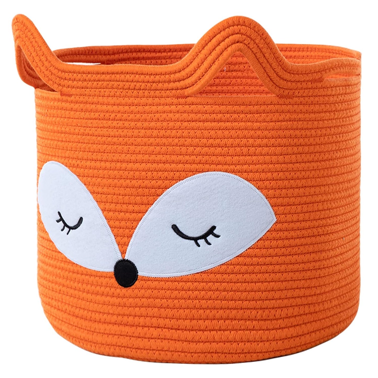 Charming Cat Design Large Woven Cotton Rope Storage Baskets - Perfect for Laundry, Toys, and Gifts!