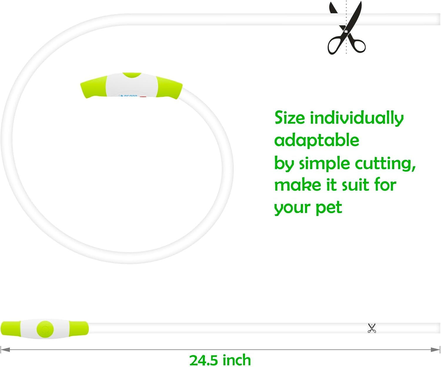 USB Rechargeable LED Dog Collar - Night Safety Light for Small, Medium & Large Dogs (Green)