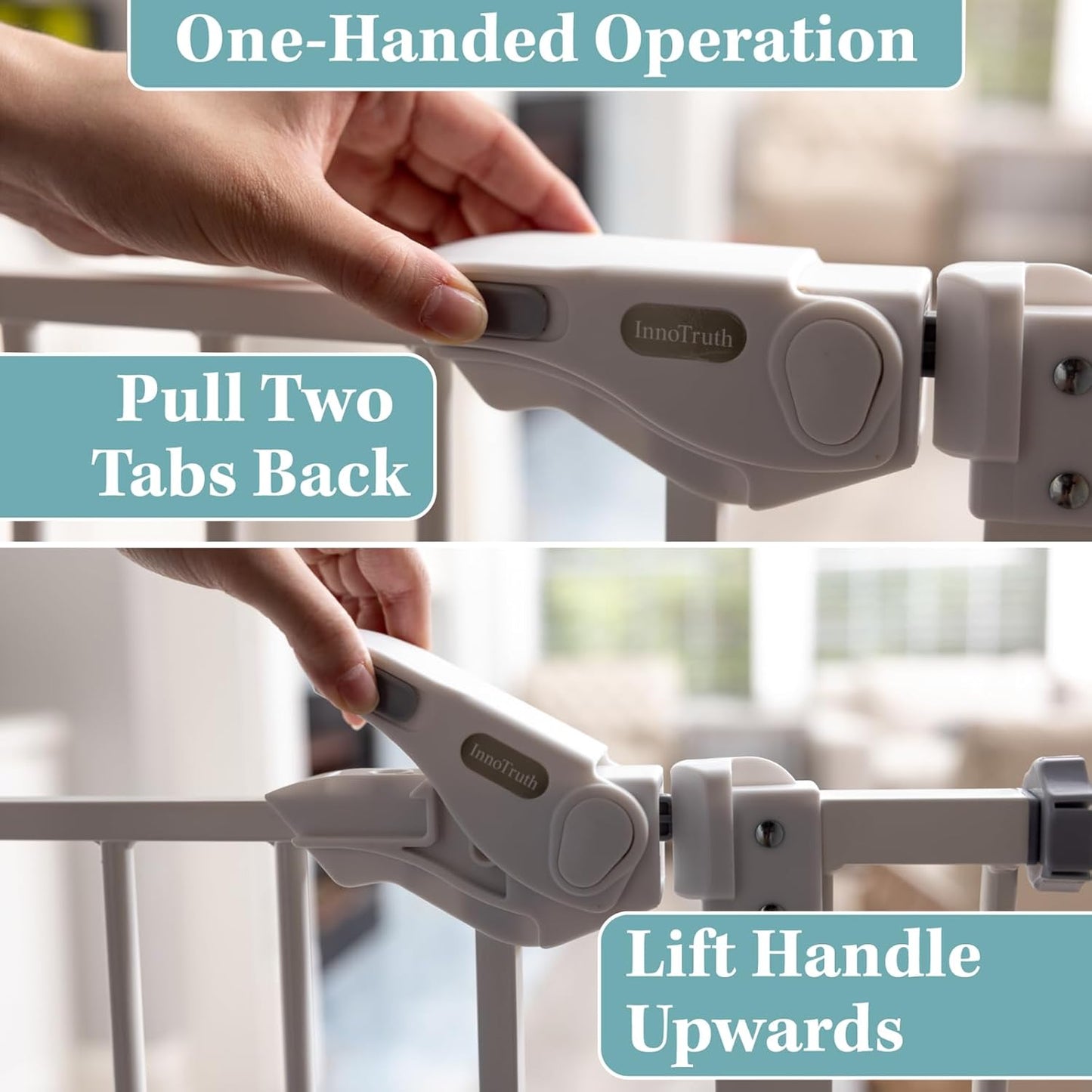 Auto Close Baby Gate for Pets - 29-39.6" Adjustable Dog Gate with One-Hand Opening, 30" Tall Safety Barrier for Stairs, Hallways & Bedrooms - No Drill Wall Pressure Mount - Stylish White Design