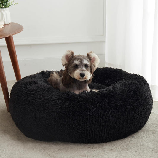 Ultimate Cozy Calming Donut Bed for Dogs & Cats - Luxurious Fluffy Faux Fur for Unmatched Comfort