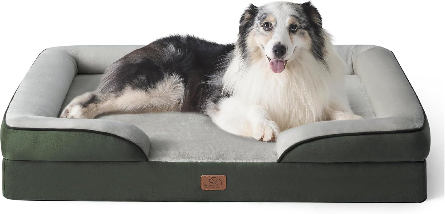 Orthopedic Dog Beds Large Sized Dog - Washable Large Dog Cat Bed Waterproof, Comfort Dogs Couch Sofa with Washable Removable Cover, Pet Bed with Nonskid Bottom, Grey, 35"