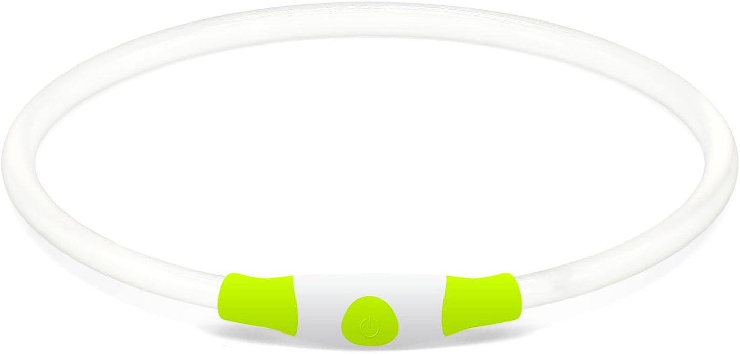 USB Rechargeable LED Dog Collar - Night Safety Light for Small, Medium & Large Dogs (Green)